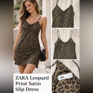 Zara Leopard-Print Slip Dress in Brown and Black